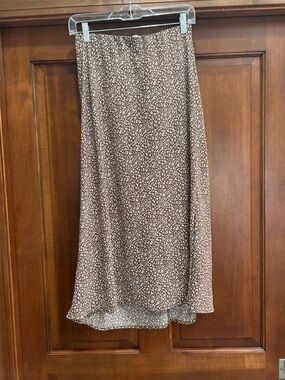 BE COOL Brown & Cream Speckled Midi Skirt